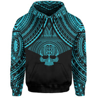 Polynesian Skull Hawaii Hoodie Blue Circle Style - Polynesian Pride