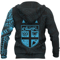 Fiji Hoodie Fiji Flag Polynesian Tattoo Style Blue - Polynesian Pride
