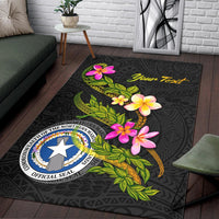 Nothern Mariana Islands Polynesian Custom Personalised Area Rug - Plumeria Tribal - Polynesian Pride