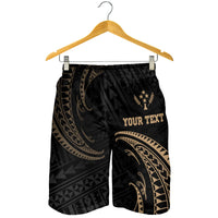 Kosrae Polynesian Custom Personalised Men's Short - Gold Tribal Wave - Polynesian Pride