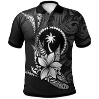 Chuuk State Polo Shirt Fish With Plumeria Flowers Style Unisex Black - Polynesian Pride