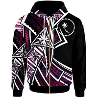 Chuuk Zip Hoodie Tribal Flower Special Pattern Purple Color Unisex Purple - Polynesian Pride