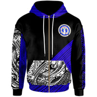 CNMI Custom Zip Hoodie Diagonal Pattern Dark Blue Unisex Dark Blue - Polynesian Pride
