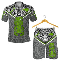 Combo Polo Shirt and Men Short New Zealand Maori Rugby Pride Version - Gray - Polynesian Pride