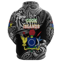 Cook Islands Rugby Zip Hoodie Unique Vibes Coat of Arms Black - Polynesian Pride