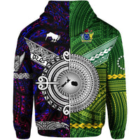 New Zealand Cook Islands Zip Hoodie Maori and Polynesian Together Purple LT8 - Polynesian Pride