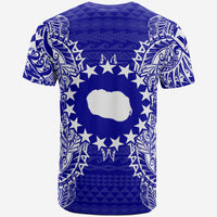 Cook Islands Polynesian T Shirt Cook Islands Flag Map Polynesian Tattoo Blue - Polynesian Pride
