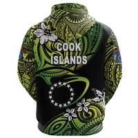 Custom Cook Islands Rugby Zip Hoodie Unique Vibes Green - Polynesian Pride