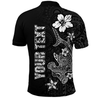 Custom Hawaii Hammerhead Shark Hibiscus Hawaii Pattern Polo Shirt LT2 BLACK - Polynesian Pride