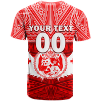Custom Tonga Rugby Mate Maa Tonga Tapa Pattern T Shirt LT2 RED - Polynesian Pride