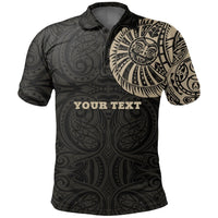 Maori Polo Shirt, Maori Warrior Tattoo Golf Shirts Tan Customized Black - Polynesian Pride