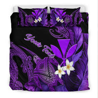 (Custom Personalised) Hawaii Turtle With Plumeria Leaf Purple Bedding Set - LT12 - Polynesian Pride