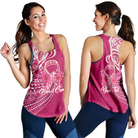(Custom Personalised) Breast Cancer Pink Ribbon Butterfly Polynesian Pink Version Women Tank Top - LT12 - Polynesian Pride