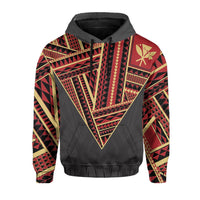 Hawaii Hoodie Football Jersey Style Gray and Red - Polynesian Pride