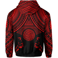 Polynesian Volleyball Hawaii Zip Hoodie Red - Polynesian Pride