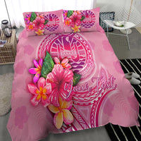 tahiti Polynesian Custom Personalised Bedding Set - Floral With Seal Pink - Polynesian Pride