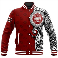 (Personalized) Hawaii Baseball Jacket - Farrington High Tribal Kakau Baseball Jacket - AH Unisex Red - Polynesian Pride