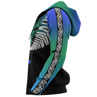New Zealand Maori Hoodie, Silver Fern Poutama Pullover Hoodie - Polynesian Pride