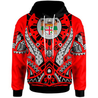 Fiji Hoodie Tribal Sun Tattoo Red Color Unisex Red - Polynesian Pride