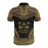 Fiji Polo Shirt Viti Coat Of Arms Polynesian Chief Tattoo Gold Version - Polynesian Pride