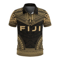 Fiji Polo Shirt Viti Coat Of Arms Polynesian Chief Tattoo Gold Version Unisex Gold - Polynesian Pride