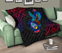 Guam Premium Quilt - KingFisher Bird With Map - Polynesian Pride