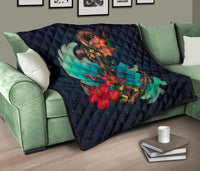 Hawaiian Plumeria Hibiscus Anchor Galaxy Premium Quilt - Polynesian Pride