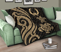 Pohnpei Premium Quilt - Gold Tentacle Turtle - Polynesian Pride