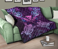 Hawaii Turtle Kanaka Maoli Premium Quilt - Tea Style - AH - Polynesian Pride