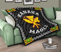 Kanaka Maoli Flag Polynesian Premium Quilt White - Love Style - Polynesian Pride