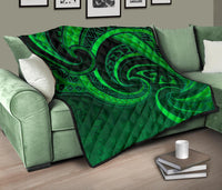 New Zealand Maori Mangopare Premium Quilt Polynesian - Green - Polynesian Pride