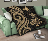 Papua New Guinea Premium Quilt - Gold Tentacle Turtle - Polynesian Pride