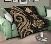 Nauru Premium Quilt - Gold Tentacle Turtle - Polynesian Pride