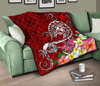 Guam Premium Quilt - Turtle Plumeria (Red) - Polynesian Pride