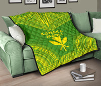 Hawaii Premium Quilt - Kanaka Maoli Polynesian Chief Green Version - Polynesian Pride