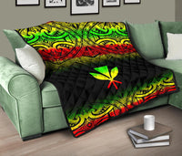 Hawaii Premium Quilt - Reggae Kanaka Maoli Polynesian Tattoo & Black Frog - Polynesian Pride