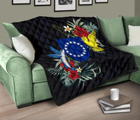 Cook Islands Hibiscus Coat Of Arms Premium Quilt - Polynesian Pride