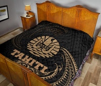 Tahiti Polynesian Premium Quilt - Gold Tribal Wave - Polynesian Pride