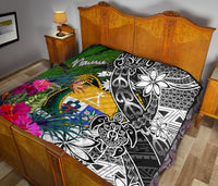Nauru Premium Quilt - Turtle Plumeria Banana Leaf Crest - Polynesian Pride