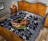 Hawaii Polynesian Premium Quilt - Hawaiian Dancing Girl Silver - Polynesian Pride