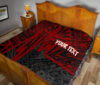 Samoa Personalised Premium Quilt - Samoa Seal With Polynesian Pattern In Heartbeat Style (Red) - Polynesian Pride