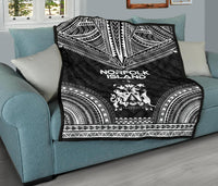 Norfolk Island Premium Quilt - Norfolk Island Coat Of Arms Polynesian Chief Black Version - Polynesian Pride