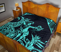 Polynesian Hawaii Premium Quilt - Hula Girl Neon Blue - Polynesian Pride