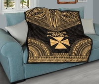 Wallis And Futuna Premium Quilt - Wallis And Futuna Coat Of Arms Polynesian Chief Gold Version - Polynesian Pride