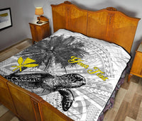 Hawaii Personalised Premium Quilt - Turtle Palm Tree White - Polynesian Pride
