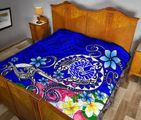 Tahiti Premium Quilt - Turtle Plumeria (Blue) - Polynesian Pride