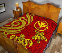 Polynesian Hawaii (Kanaka Maoli) Premium Quilt - Red Tentacle Turtle - Polynesian Pride