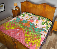 Hawaii Turtle Couple Plumeria Valentine Pattern Premium Quilt - Bond Style - AH - Polynesian Pride