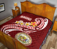 Hawaii Premium Quilt - Hawaii Seal Polynesian Patterns Plumeria - Polynesian Pride