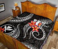 Polynesian Hawaii Premium Quilt - Black Plumeria - Polynesian Pride